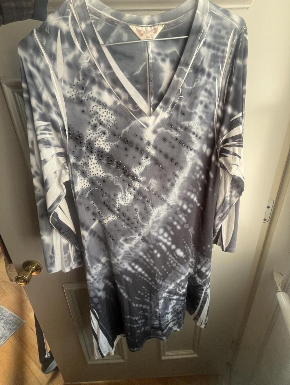 Vintage Y2K R. Rouge Rhinestone Abstract Mini Dress